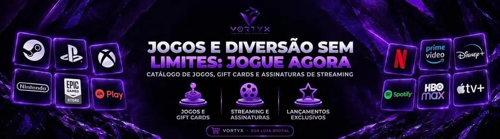 Vortyx - Jogos e diversão sem limites: jogue agora. Catálogo de jogos, gift cards e assinaturas de streaming.